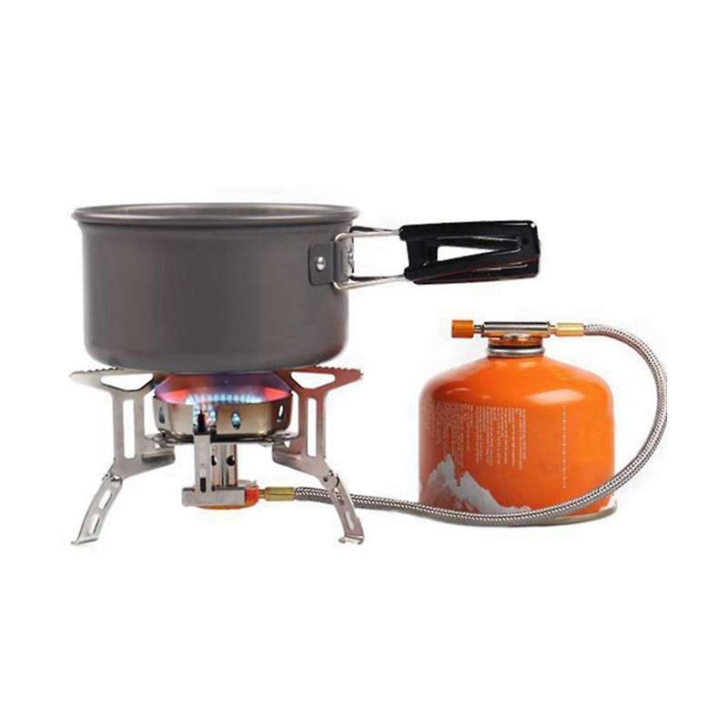 Outdoor Stove Portable Stainless Steel Camping Gas Stove Windproof Stove Picnic Stove Silver
