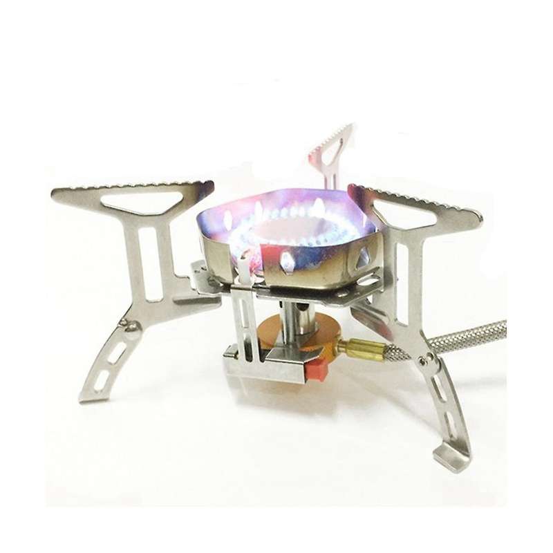 Outdoor Stove Portable Stainless Steel Camping Gas Stove Windproof Stove Picnic Stove Silver