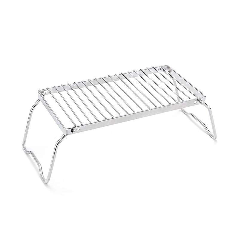 Outdoor Striped Barbecue Grill Barbecue Long Stainless Steel Pot Folding Bracket Portable Rack Drai
