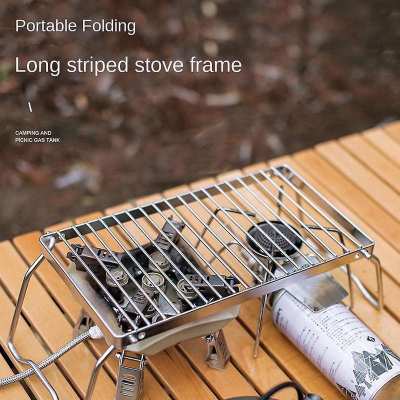 Outdoor Striped Barbecue Grill Barbecue Long Stainless Steel Pot Folding Bracket Portable Rack Drai