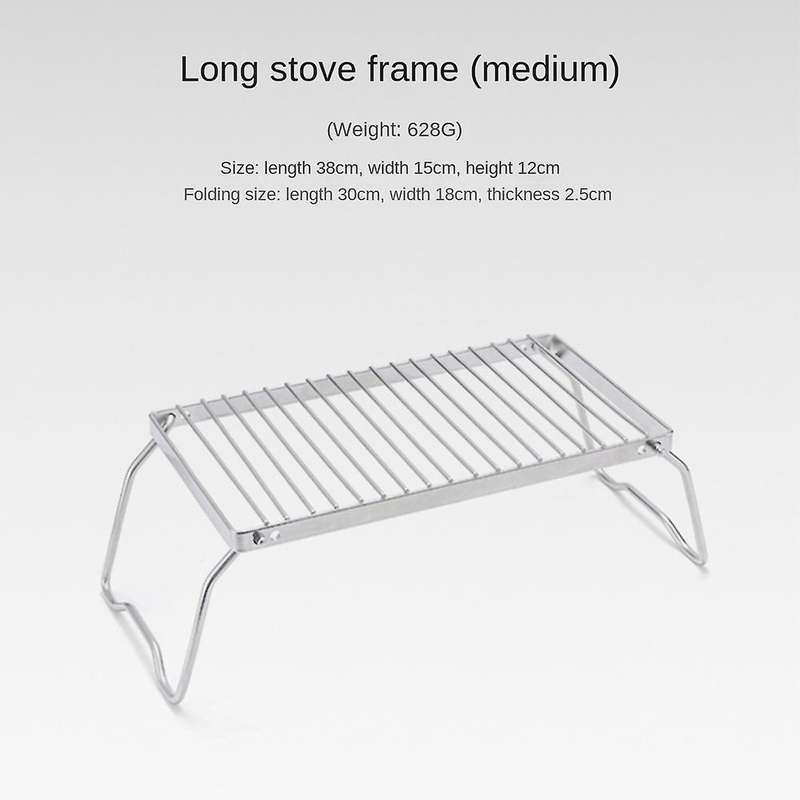 Outdoor Striped Barbecue Grill Barbecue Long Stainless Steel Pot Folding Bracket Portable Rack Drai