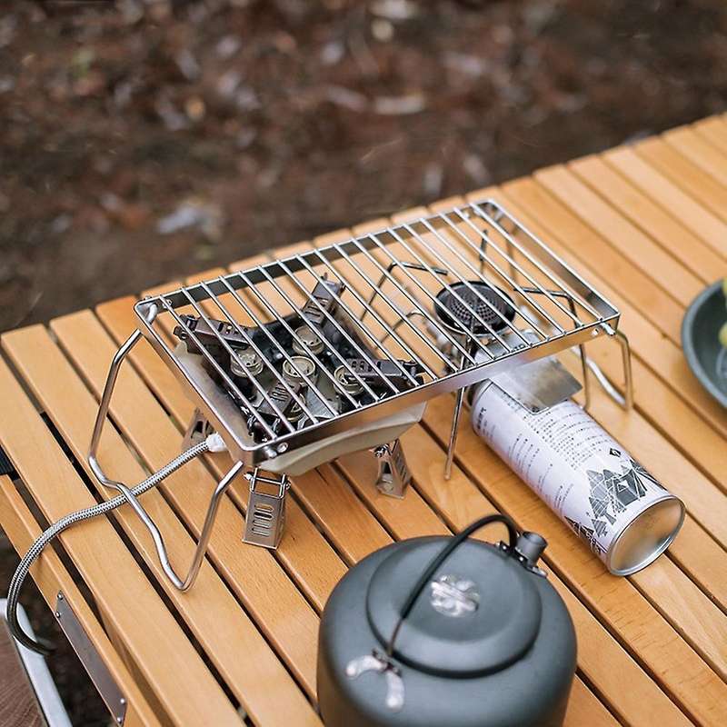 Outdoor Striped Barbecue Grill Barbecue Long Stainless Steel Pot Folding Bracket Portable Rack Drai