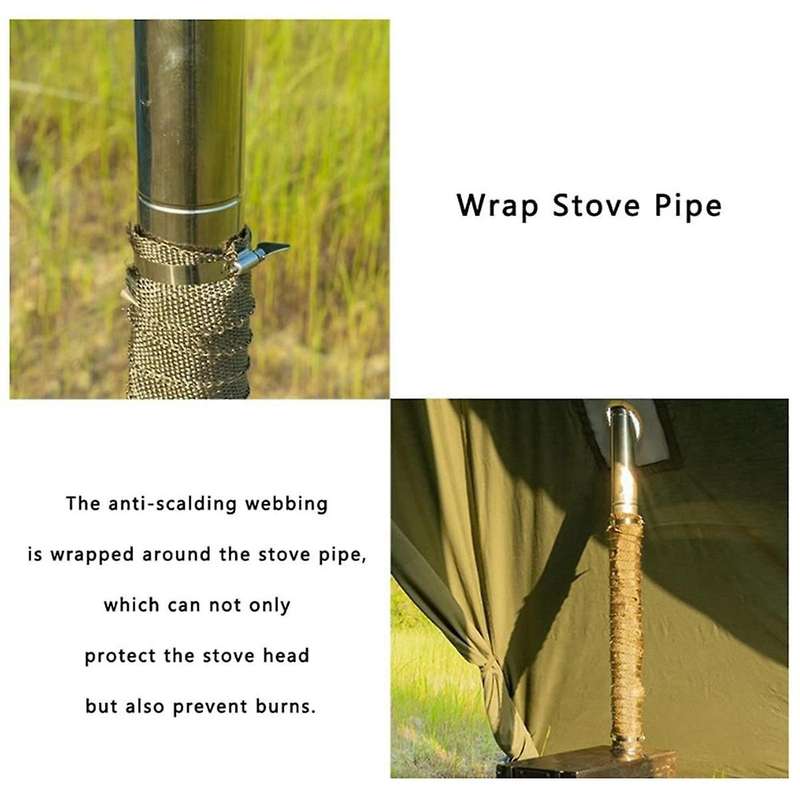 Outdoor Tent Stove Fireproof Pipe with Heat Resistant Tape 2 Adjustable Clamps