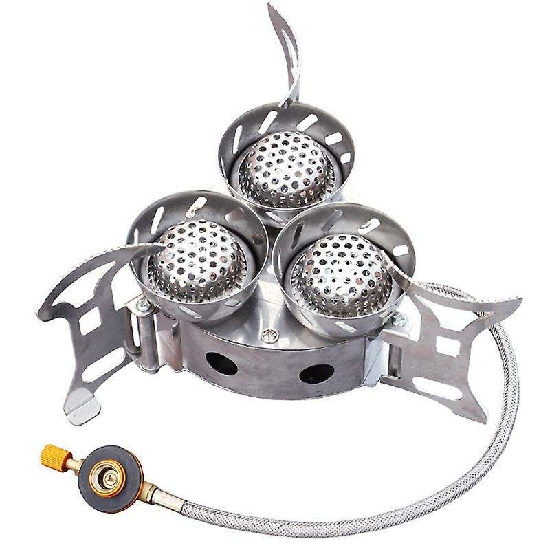 Outdoor Three Cooker Portable Folding Camping Fierce Fire Stove Picnic Hiking Cooking Gas Stove