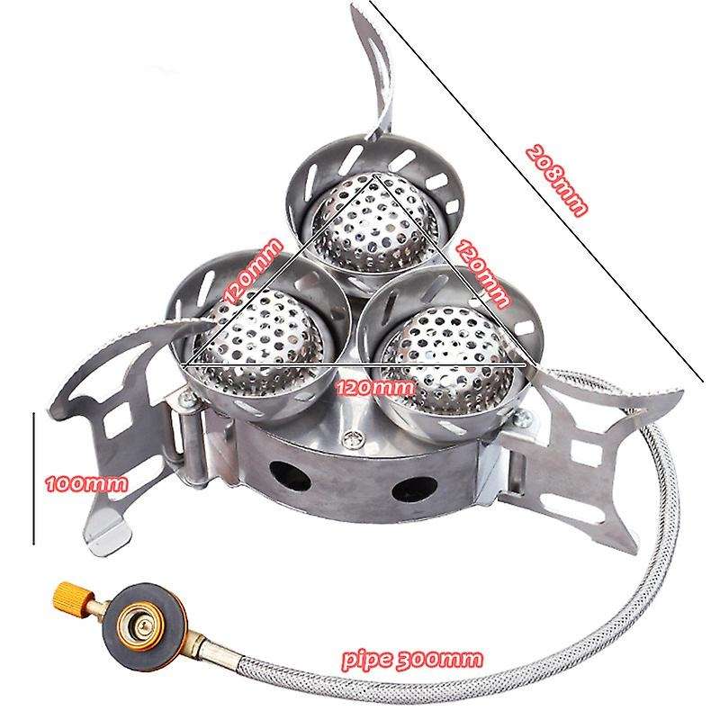 Outdoor Three Cooker Portable Folding Camping Fierce Fire Stove Picnic Hiking Cooking Gas Stove