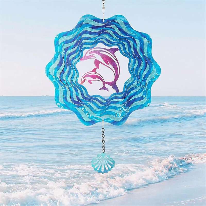Outdoor Windmill - Metal Dolphin Wind Spinner Pendant - Anti-rust Outdoor Decorative Tool for Court