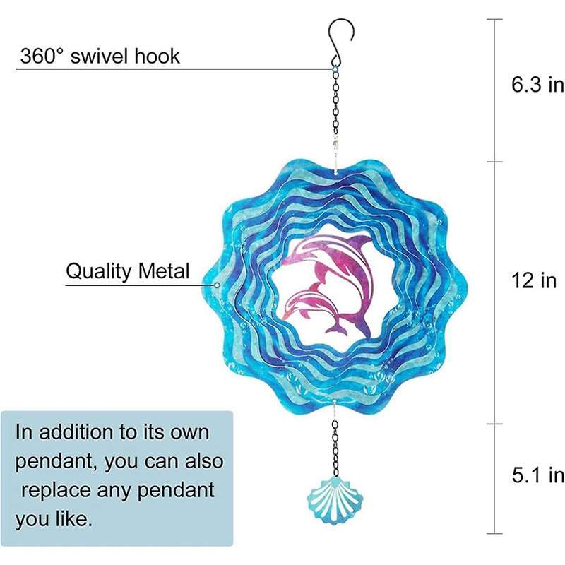 Outdoor Windmill - Metal Dolphin Wind Spinner Pendant - Anti-rust Outdoor Decorative Tool for Court