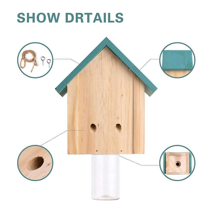 Outdoor Wooden Carpenter Bee Trap - Wooden Drilled Bee Trap, Natural Cottage Style Carpenter Bee Tra