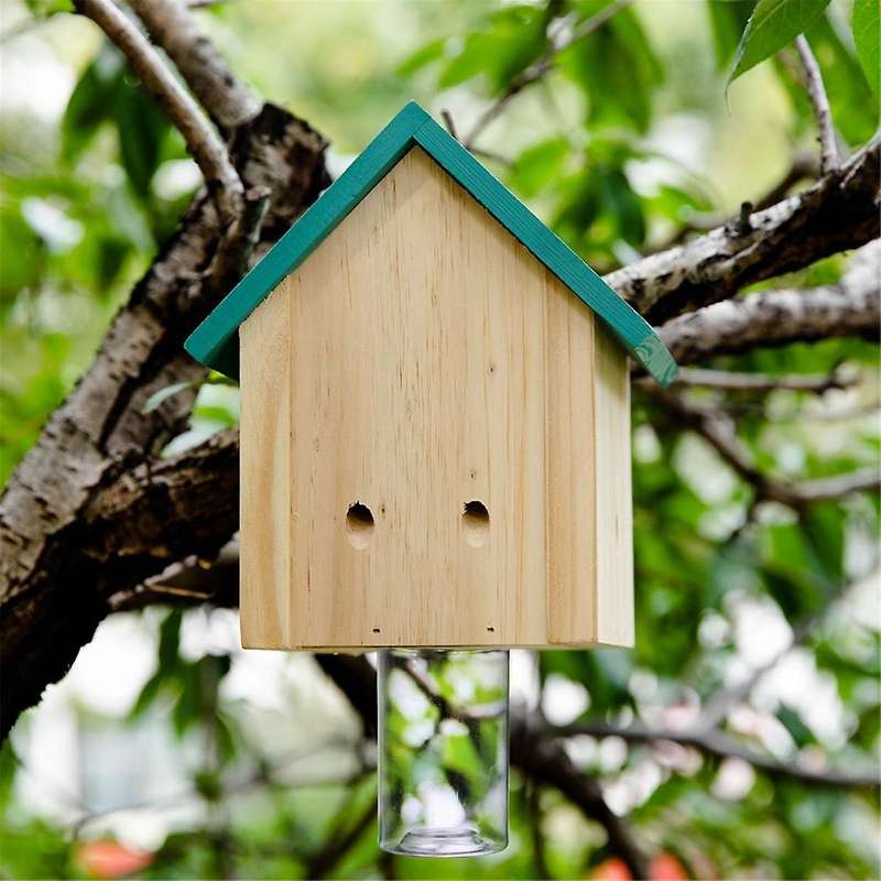 Outdoor Wooden Carpenter Bee Trap - Wooden Drilled Bee Trap, Natural Cottage Style Carpenter Bee Tra