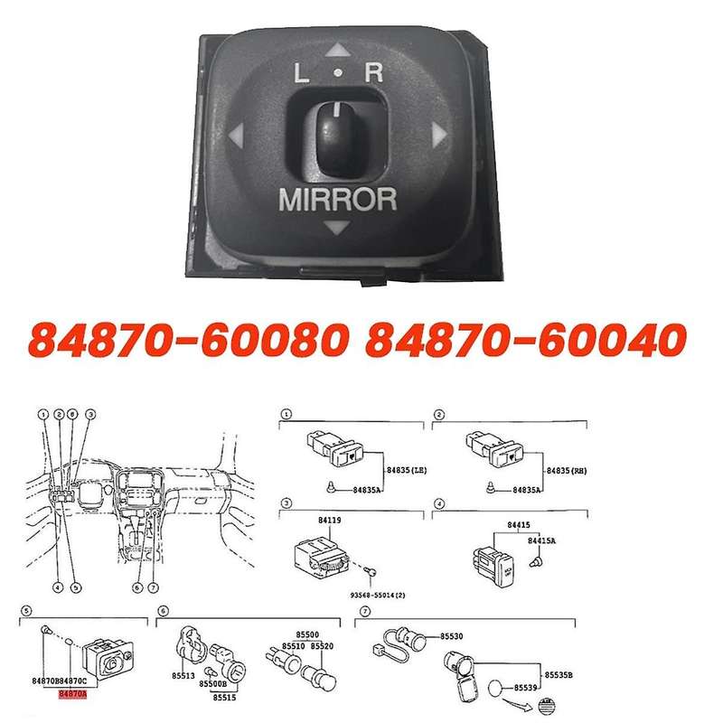 Outer Mirror Adjusting Switch 84870-60080 for Land Cruiser LX470 1998-2007 L R Mirror Control 84870-