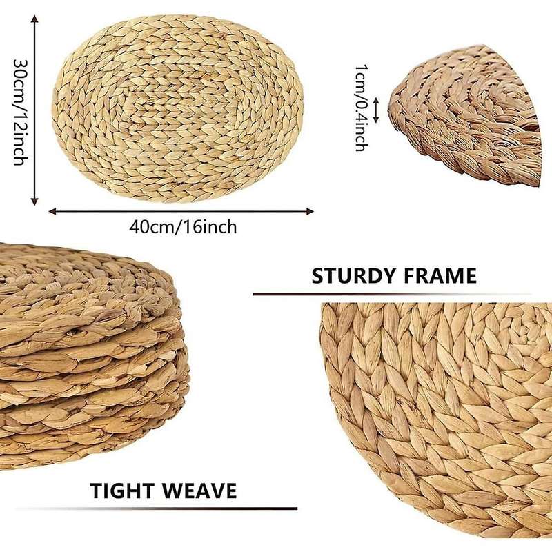 Oval Woven Placemats, Natural Water Hyacinth Placemats , Straw Braided Rattan Placemats, 12x16 Inche