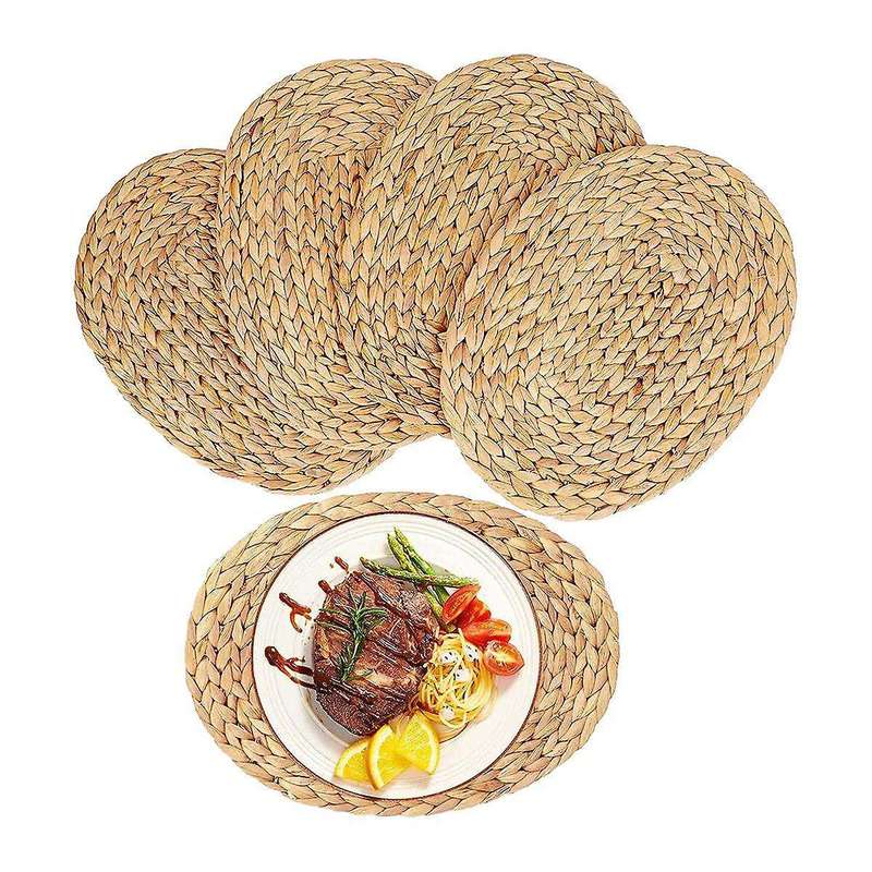 Oval Woven Placemats, Natural Water Hyacinth Placemats , Straw Braided Rattan Placemats, 12x16 Inche