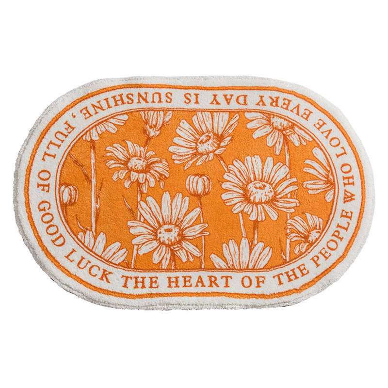 Oval Bathroom Mat Plants Carpet Bath Tub Side Anti Slip Entrance Floor Pad Nordic Welcome Doormat Ho