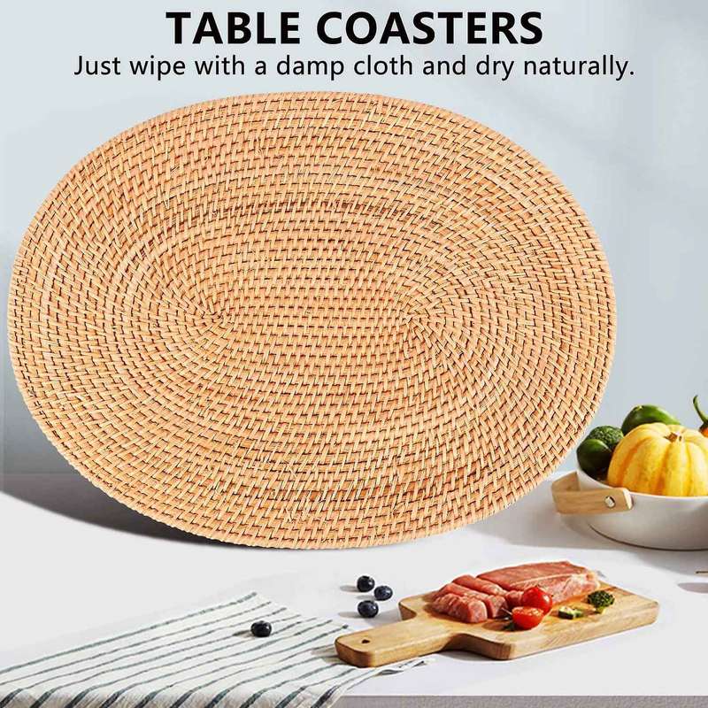Oval Rattan Placemat,natural Rattan Hand-woven,tea Ceremony Accessories,suitable for Dining Room, K