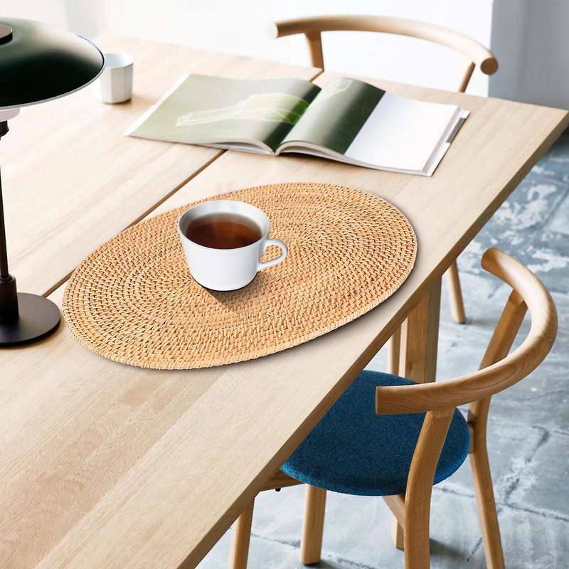 Oval Rattan Placemat,natural Rattan Hand-woven,tea Ceremony Accessories,suitable for Dining Room, K