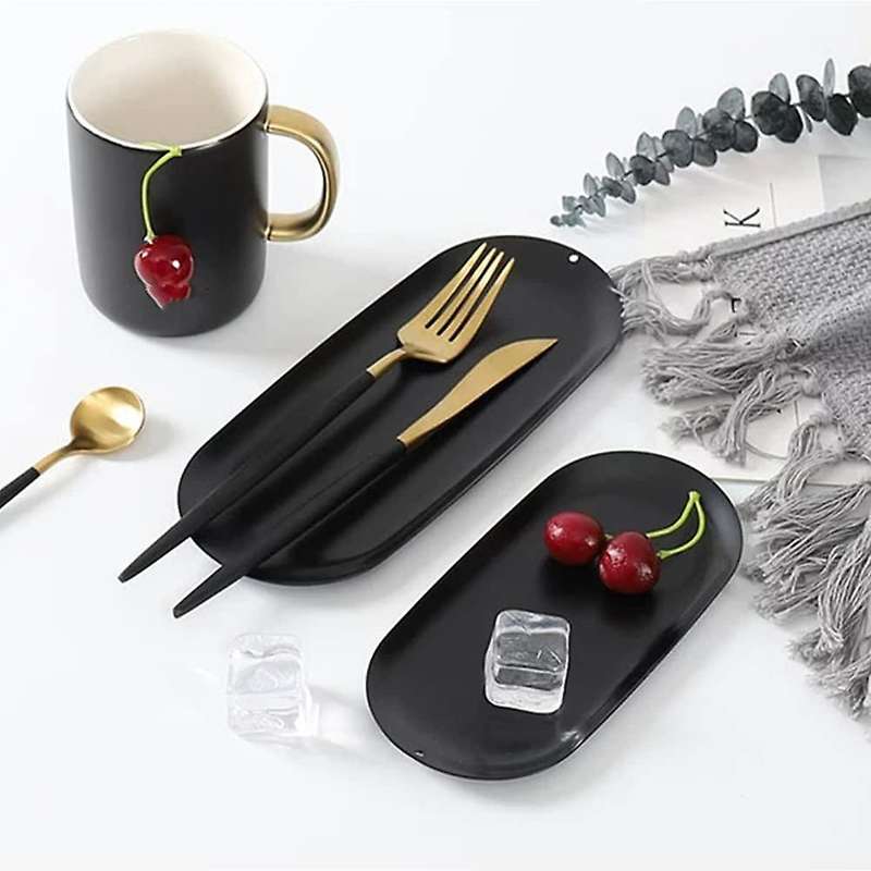 Oval Storage Tray Items Tray Oval Cosmetic Trays Candles Tray Black Serving Trays Buffet Plate for