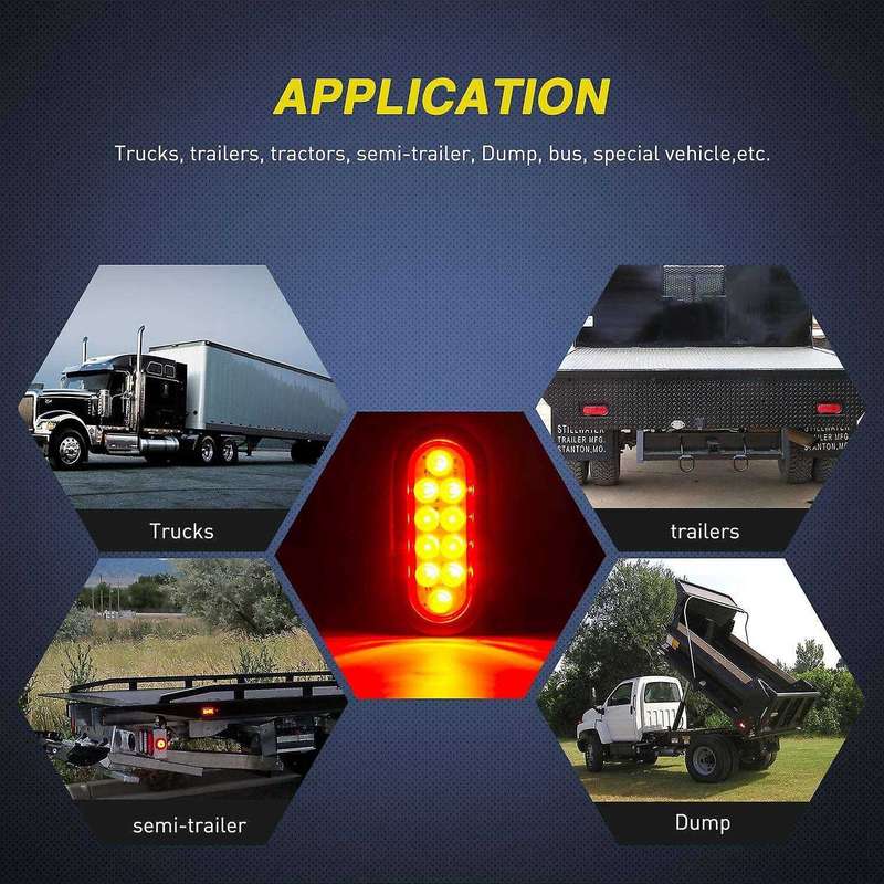 Oval Red LED Tail with Surface Mount Grommets Plugs IP67 Waterproof Stop Brake Turn Trailer Lights f