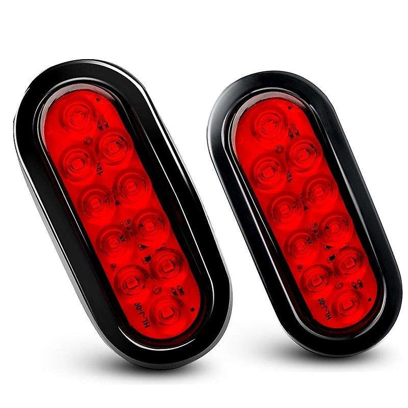 Oval Red LED Tail with Surface Mount Grommets Plugs IP67 Waterproof Stop Brake Turn Trailer Lights f