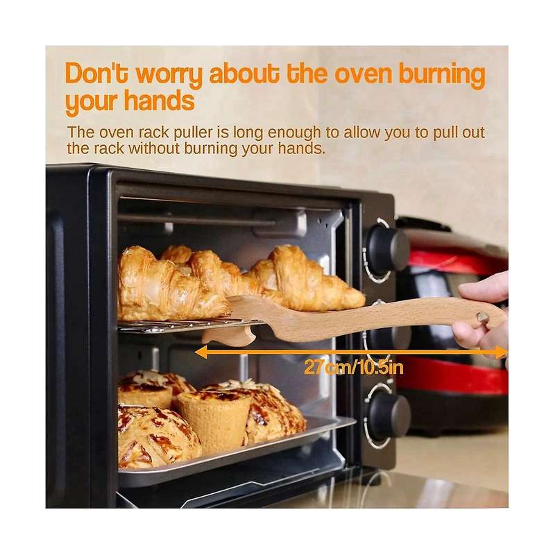 Oven Rack Puller,Oven Accessories are Made of Wood and ,Rack Hook for Oven Has Enough Length of Han