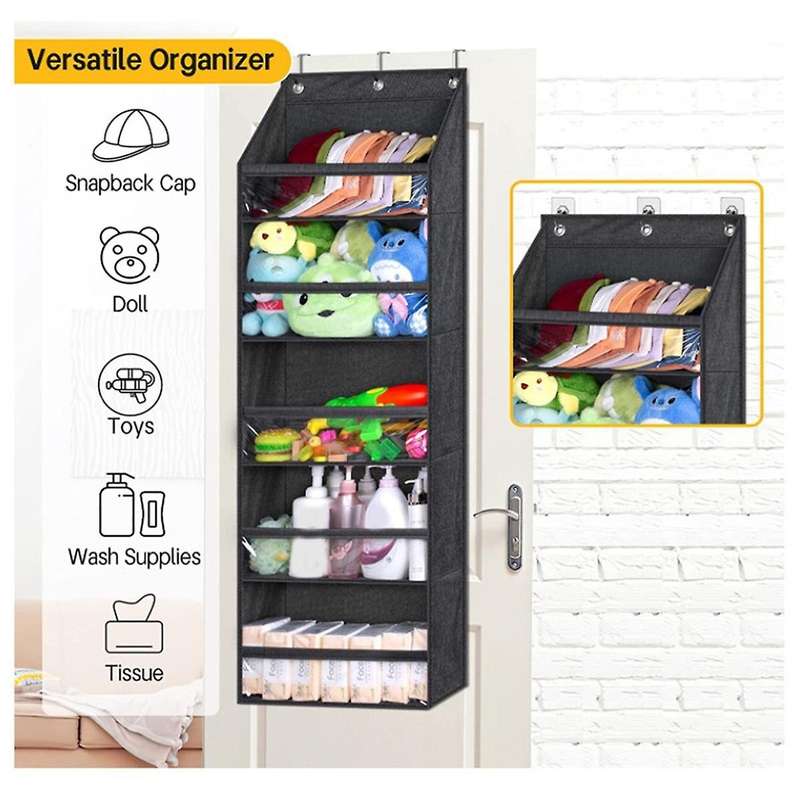 Over Door Hat Racks for Baseball Caps, Clear Deep Pockets Hat Organizer for Closet Or Wall with 3 Ho