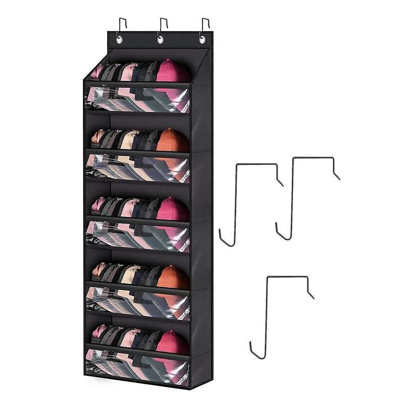 Over Door Hat Racks for Baseball Caps, Clear Deep Pockets Hat Organizer for Closet Or Wall with 3 Ho