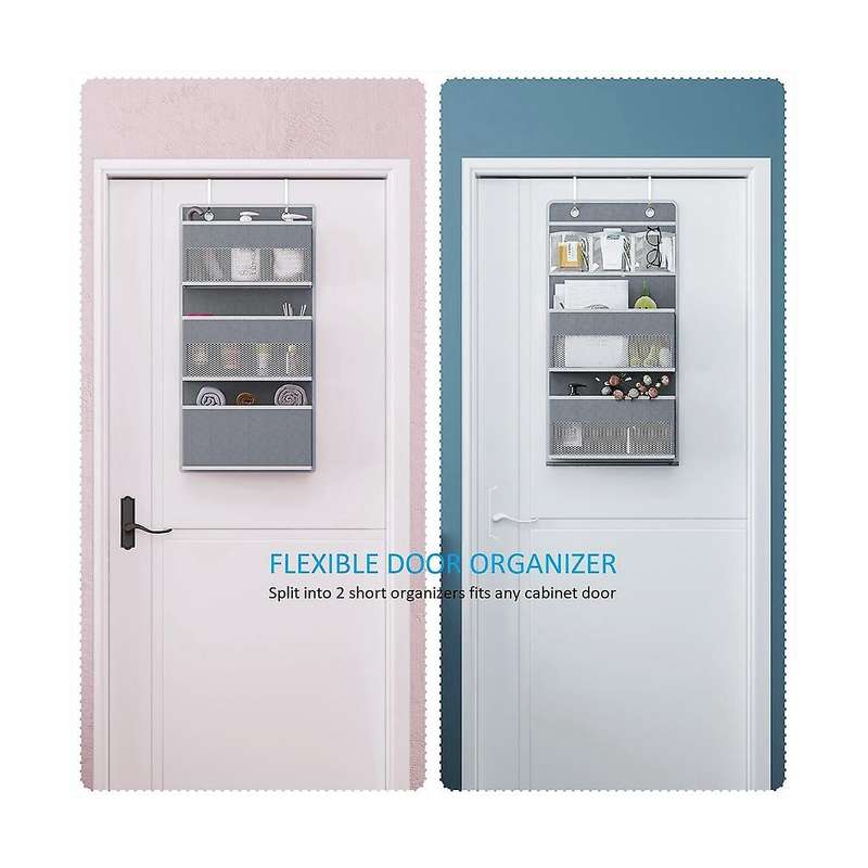 Over Door Organizer, 6 Shelf Behind Door Organizer, Flexible 1 Split to 2 Bathroom Hanging Organize