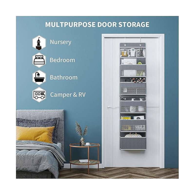 Over Door Organizer, 6 Shelf Behind Door Organizer, Flexible 1 Split to 2 Bathroom Hanging Organize