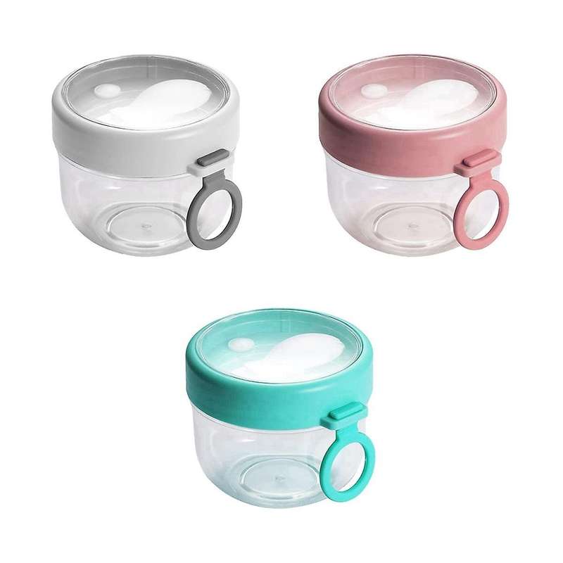 Overnight Oat Containers with Lids and Spoons, Portable Leakproof Plastic Cups Yogurt Breakfast Cu