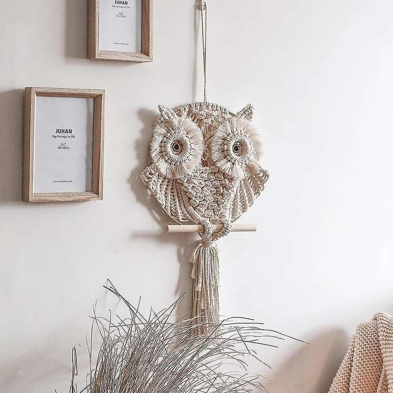 Owl Aesthetic Room Decor Tumblr Accessories Macrame Hanging Tapestry Handwoven Scandinavian Style Bo