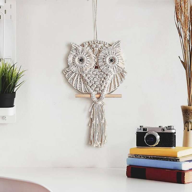 Owl Aesthetic Room Decor Tumblr Accessories Macrame Hanging Tapestry Handwoven Scandinavian Style Bo
