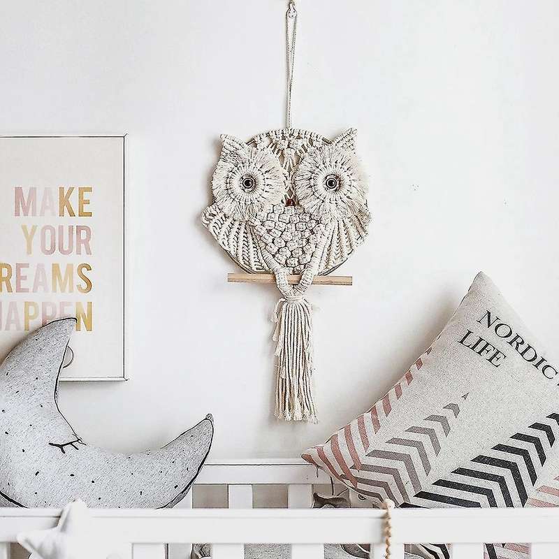 Owl Aesthetic Room Decor Tumblr Accessories Macrame Hanging Tapestry Handwoven Scandinavian Style Bo