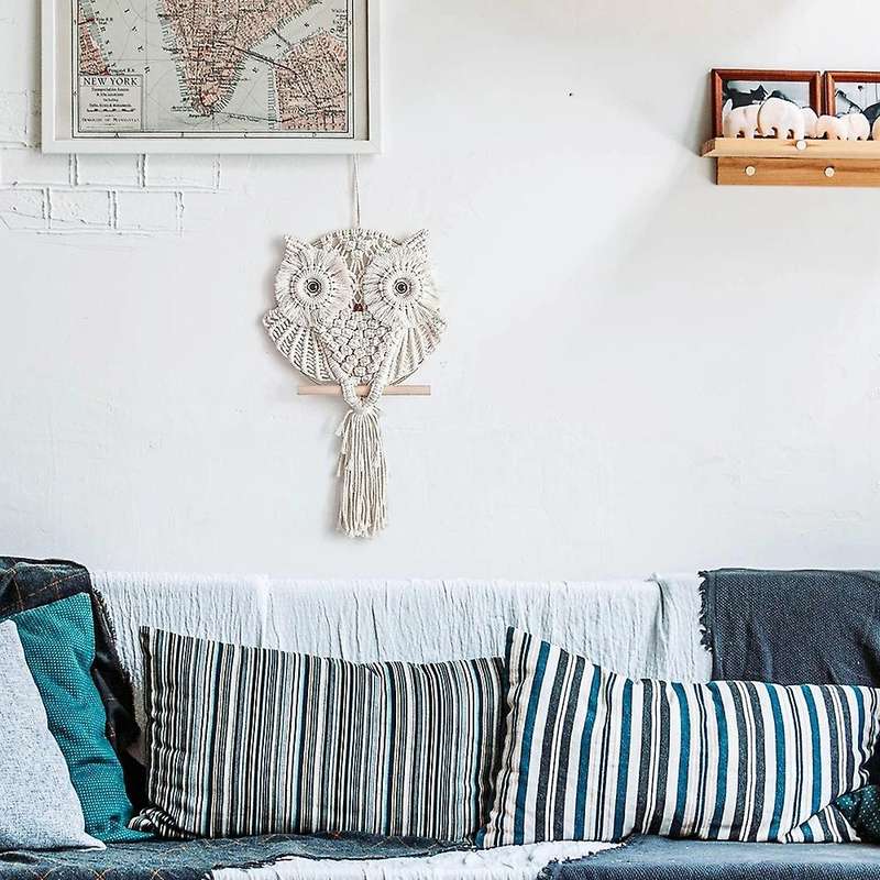 Owl Aesthetic Room Decor Tumblr Accessories Macrame Hanging Tapestry Handwoven Scandinavian Style Bo