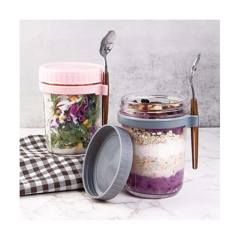 Overnight Oats Container with Lids and Spoon, 4 Pack Jars for Overnight Oats, Overnight Oats Jars
