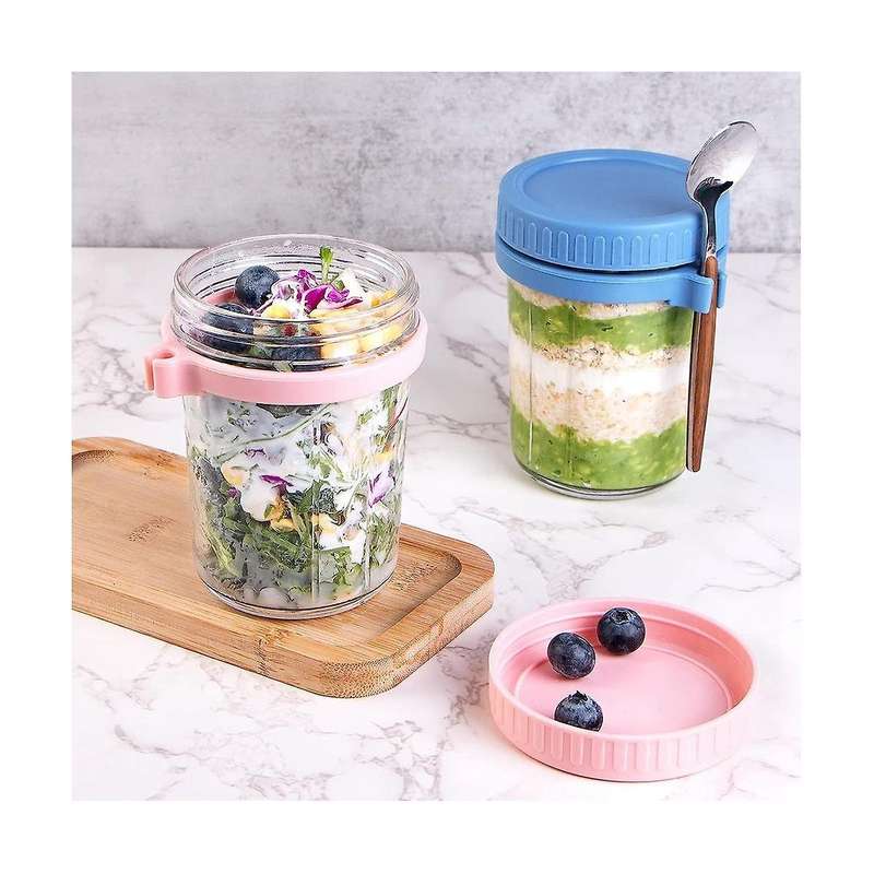 Overnight Oats Container with Lids and Spoon, 4 Pack Jars for Overnight Oats, Overnight Oats Jars