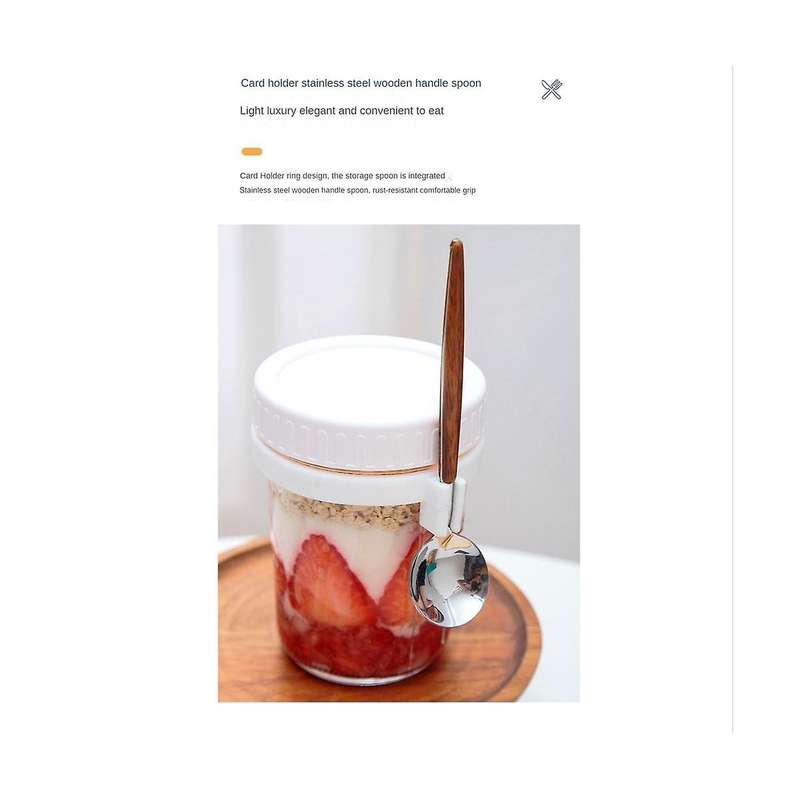Overnight Oats Jars, with Lid and Spoon,10 , Milk, Vegetable and Fruit Salad Storage Container Whit