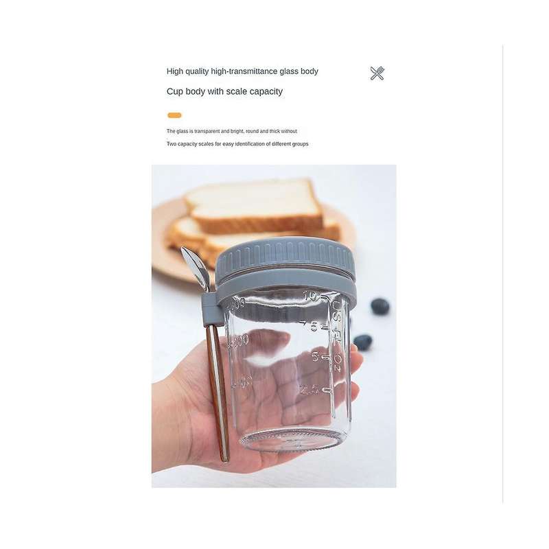 Overnight Oats Jars, with Lid and Spoon,10 , Milk, Vegetable and Fruit Salad Storage Container Whit