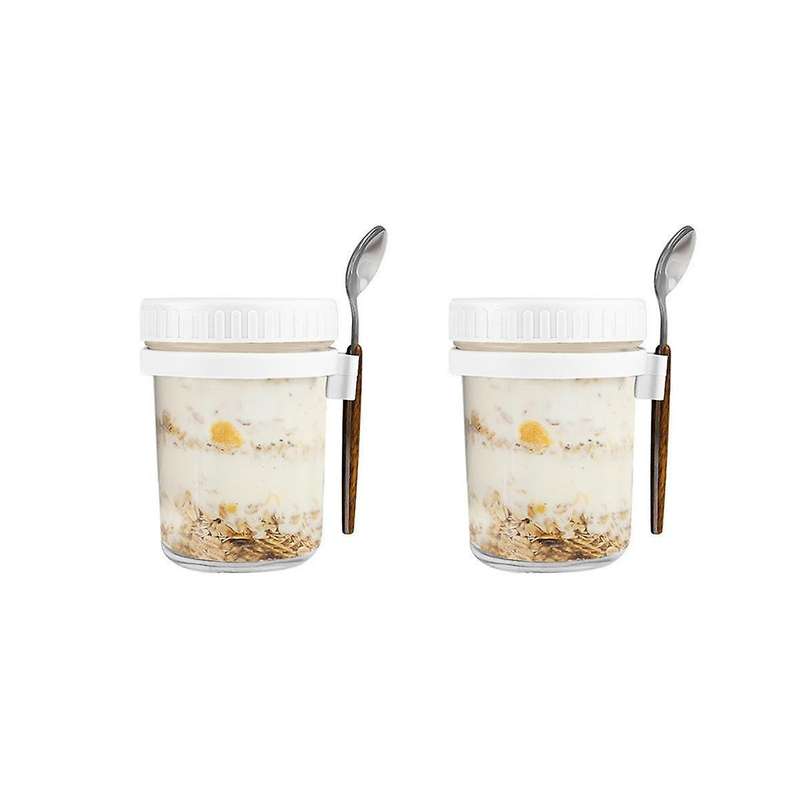 Overnight Oats Jars, with Lid and Spoon,10 , Milk, Vegetable and Fruit Salad Storage Container Whit