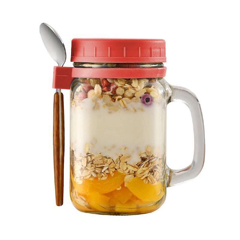 Overnight Oats Jar with Lid and Spoon Milk Fruit Salad Food Storage Container Yogurt Overnight Oats
