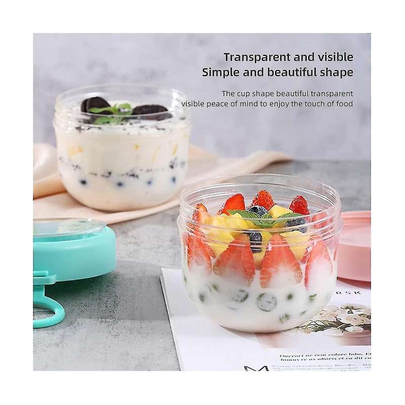 Overnight Oats Container Jars with Lid and Spoon, 20oz Airtight Oatmeal Container Plastic Storage F