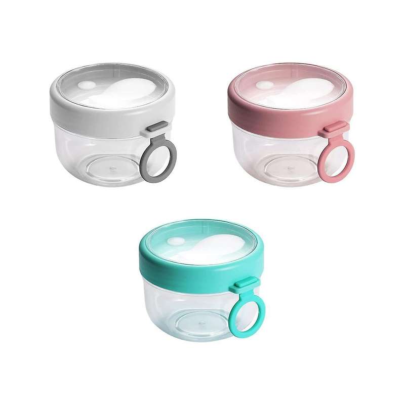 Overnight Oats Container Jars with Lid and Spoon, 20oz Airtight Oatmeal Container Plastic Storage F