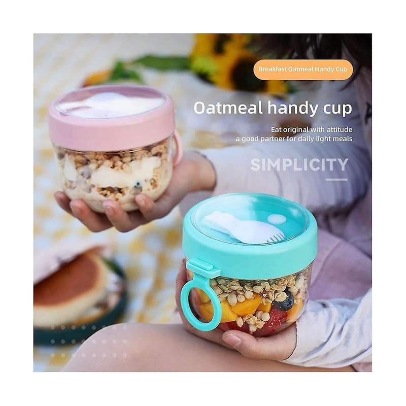 Overnight Oats Container Jars with Lid and Spoon, 20oz Airtight Oatmeal Container Plastic Storage F