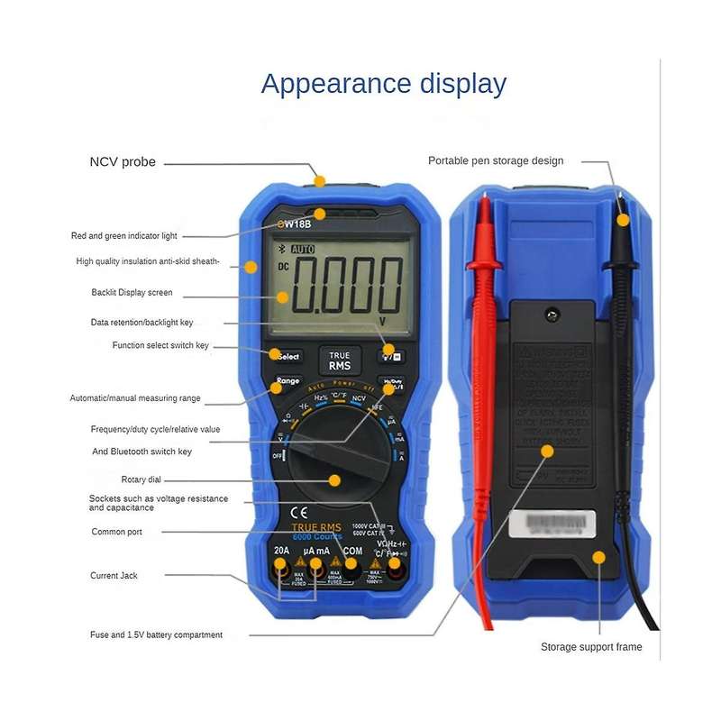 Ow18b Digital Multimeter Auto Range Bluetooth Version Data Multimeter Thermometer