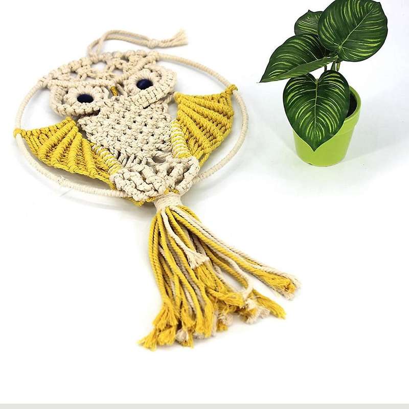 Owl Hanging Tapestry Aesthetic Room Decor Accessories Macrame Handwoven Scandinavian Style Bohemian