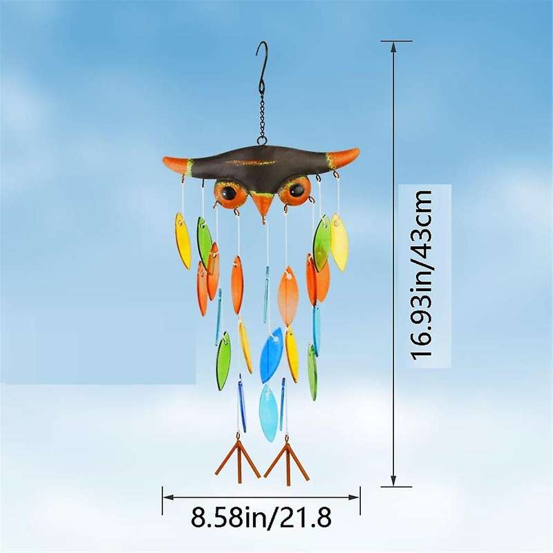 Owl Wind Bell, Iron Folk Art Owl Model Design Wind Chimes for Wall Hanging Home Art Decor, Beautiful