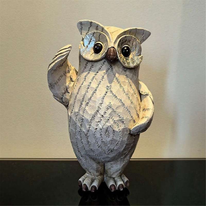 Owl Shape Resin Desktop Cartoon Indoor Figurine, Hand Made Small Figurines, Cute Table Decoration, H