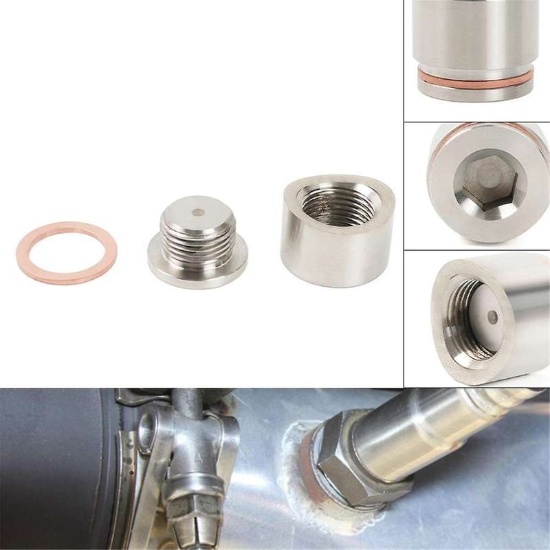 Oxygen Sensor Nut Weld Bung Plug M18x1.5 O2 Sensor Adapter Nut Bung Stainless Steel Flat-port