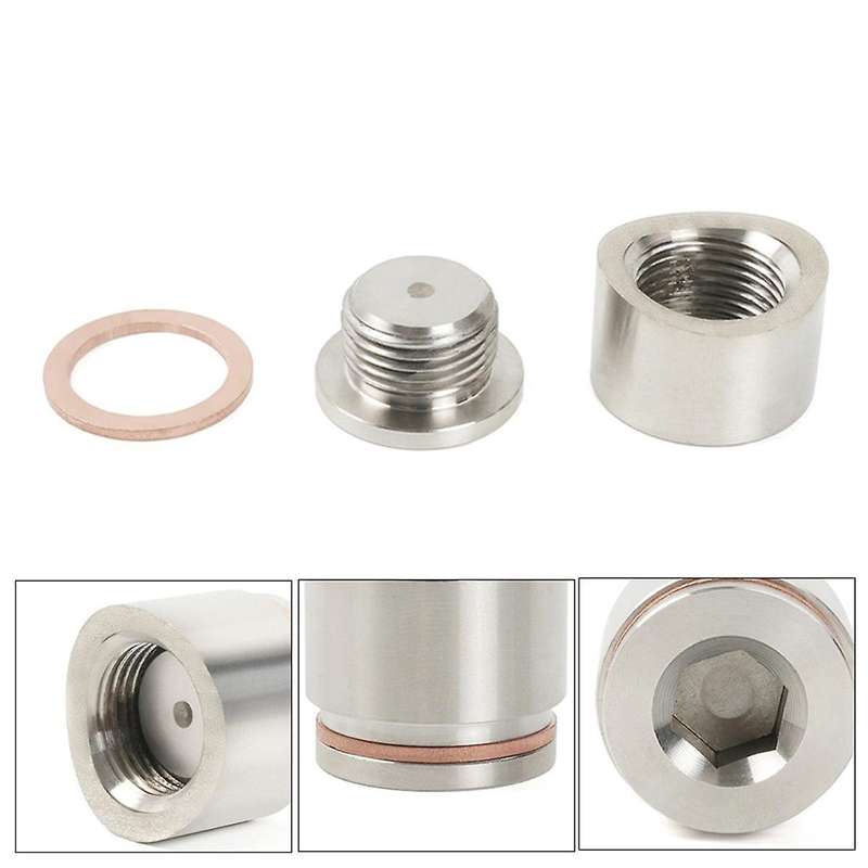 Oxygen Sensor Nut Weld Bung Plug M18x1.5 O2 Sensor Adapter Nut Bung Stainless Steel Flat-port