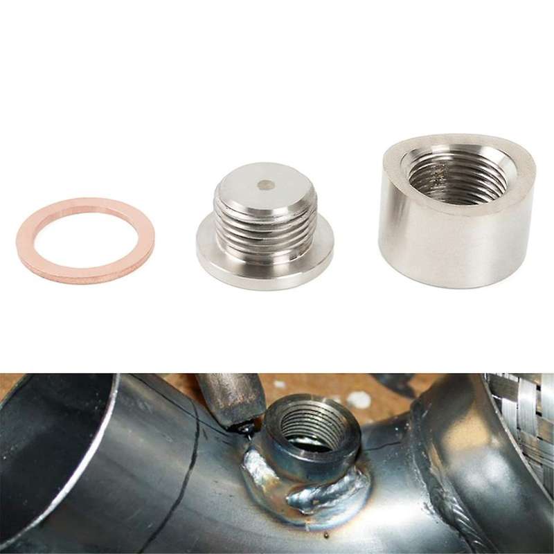 Oxygen Sensor Nut Weld Bung Plug M18x1.5 O2 Sensor Adapter Nut Bung Stainless Steel Flat-port