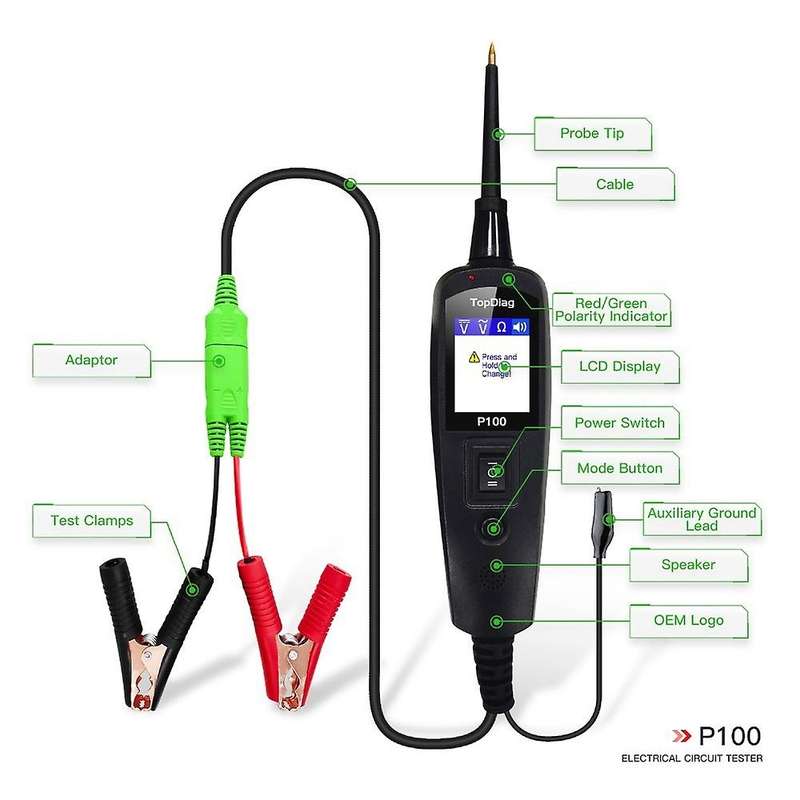 P100 Power Test Electric Circuit Tester Car Diagnostic Tool for Cars Trucks