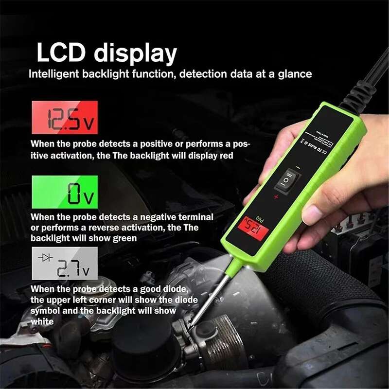 P60 Automotive Circuit Tester Car Electrical System Short Tester 6-30V DC LCD Flashlight Component A